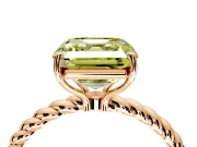 Solitaire Engagement Ring Setting for Fancy Yellow Asscher Cut Center with Plain Twisted Rope Band and Prong Head in Rose Gold