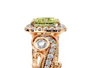 Milgrain Halo Engagement Ring Setting for Fancy Yellow Radiant Cut Center with Shoulder Bezels and Prong Head in Rose Gold