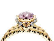 Halo Engagement Ring Setting for Fancy Pink Pear-Shaped Center with Rope Twist Split Shank and Prong Head in Yellow Gold