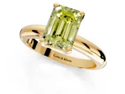 Solitaire Engagement Ring Setting for Fancy Yellow Emerald Cut Center with Wire Band and Prong Head in Yellow Gold
