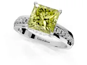 Solitaire Engagement Ring Setting for Fancy Yellow Princess Cut Center with Raised Channel Band and Prong Head in Platinum