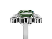 Cluster Halo Engagement Ring Setting for Fancy Green Asscher Cut Center with Milgrain Bezel Accents and Prong Head in Platinum