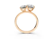 Emerald Cut and Emerald Cut Lab-Grown Diamond Toi et Moi Engagement Ring with Prong-Set Stones in Rose Gold