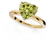 Solitaire Engagement Ring Setting for Fancy Yellow Heart-Shaped Center with Plain Band and Tulip Prong Head in Yellow Gold