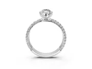 Solitaire Engagement Ring Setting for Marquise Center with Domed Multi-Row Pave Band and Prong Head in Platinum