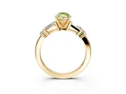 Bar-Set Engagement Ring Setting for Fancy Yellow Marquise Center with Tapered Baguette Accents and Prong Head in Yellow Gold
