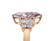 Solitaire Engagement Ring Setting for Fancy Pink Marquise Center with Marquise Flower Shoulders and Prong Head in Rose Gold