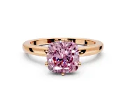 Solitaire Engagement Ring Setting for Fancy Pink Cushion Cut Center with Plain Band and Tulip Prong Head in Rose Gold