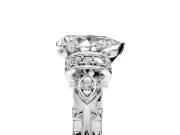 Solitaire Engagement Ring Setting for Pear-Shaped Center with Filigree Band and Prong Head in Platinum