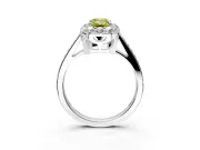 Floral Halo Engagement Ring Setting for Fancy Yellow Emerald Cut Center with Large Halo Accents and Prong Head in Platinum