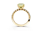 Solitaire Engagement Ring Setting for Fancy Yellow Asscher Cut Center with Alternating Size Accents and Prong Head in Yellow Gold