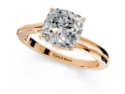 Solitaire Engagement Ring Setting for Cushion Cut Center with Plain Bypass Twist Band and Prong Head in Rose Gold