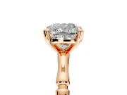 Solitaire Engagement Ring Setting for Cushion Cut Center with Bamboo Band and Prong Head in Rose Gold