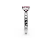 Solitaire Engagement Ring Setting for Fancy Pink Radiant Cut Center with XO Engraved Band and Prong Head in Platinum