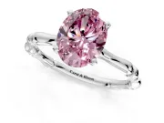 Solitaire Engagement Ring Setting for Fancy Pink Oval Center with Bamboo Band and Prong Head in Platinum