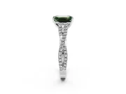 Solitaire Engagement Ring Setting for Fancy Green Emerald Cut Center with Twisted Pave Split Shank and Prong Head in Platinum
