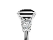 3 Stone Engagement Ring Setting for Fancy Black Princess Cut Center with Large Pear-Shaped Accents and Prong Head in Sterling Silver