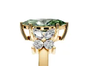 Floral Engagement Ring Setting for Fancy Green Marquise Center with Marquise Cluster Shoulders and Prong Head in Yellow Gold
