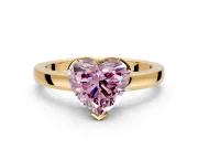 Solitaire Engagement Ring Setting for Fancy Pink Heart-Shaped Center with Plain Band and Flat Tab Prong Head in Yellow Gold