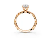 Solitaire Engagement Ring Setting for Oval Center with Marquise Panel Band and Prong Head in Rose Gold
