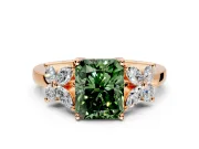 Floral Engagement Ring Setting for Fancy Green Radiant Cut Center with Marquise Cluster Shoulders and Prong Head in Rose Gold