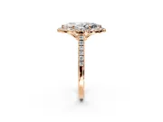 Halo Engagement Ring Setting for Marquise Center with Raised Halo, Pave Band and Prong Head in Rose Gold