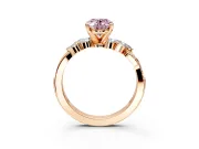 Solitaire Engagement Ring Setting for Fancy Pink Oval Center with Marquise Accent Twist Band and Prong Head in Rose Gold
