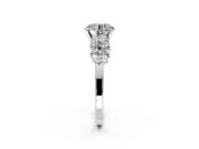 Cluster Engagement Ring Setting for Round Cut Center with 2-Row Shoulder Clusters and Prong Head in Sterling Silver