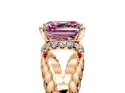 Halo Engagement Ring Setting for Fancy Pink Asscher Cut Center with Rope Twist Split Shank and Prong Head in Rose Gold