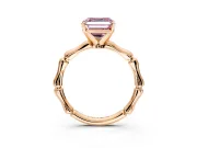 Solitaire Engagement Ring Setting for Fancy Pink Asscher Cut Center with Bamboo Band and Prong Head in Rose Gold