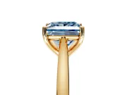 Solitaire Engagement Ring Setting for Fancy Blue Princess Cut Center with Narrow Cathedral Band and Prong Head in Yellow Gold