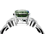 Solitaire Engagement Ring Setting for Fancy Green Radiant Cut Center with Grooved Bar Accent Band and Prong Head in Platinum