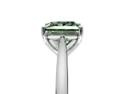 Solitaire Engagement Ring Setting for Fancy Green Princess Cut Center with Narrow Cathedral Band and Prong Head in Platinum