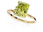Solitaire Engagement Ring Setting for Fancy Yellow Radiant Cut Center with Straight Thin Band and Prong Head in Yellow Gold