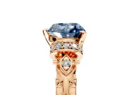Solitaire Engagement Ring Setting for Fancy Blue Heart-Shaped Center with Filigree Band and Prong Head in Rose Gold