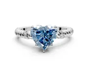 Rope Engagement Ring Setting for Fancy Blue Heart-Shaped Center with Accent Shoulders and Prong Head in White Gold