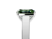Solitaire Engagement Ring Setting for Fancy Green Emerald Cut Center with Tapered Split Shoulders and Prong Head in Platinum