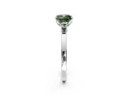 Solitaire Engagement Ring Setting for Fancy Green Cushion Cut Center with Thin Rounded Plain Band and Prong Head in Sterling Silver