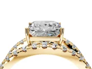 Solitaire Engagement Ring Setting for Princess Cut Center with Wide-Open Split Shank and Prong Head in Yellow Gold