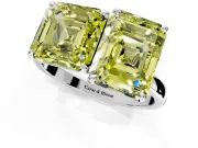 Fancy Yellow Asscher Cut and Emerald Cut Lab-Grown Diamond Toi et Moi Engagement Ring with Prong-Set Stones in Platinum