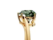 Solitaire Engagement Ring Setting for Fancy Green Heart-Shaped Center with Plain Bypass Twist Band and Prong Head in Yellow Gold