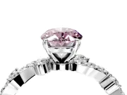 Solitaire Engagement Ring Setting for Fancy Pink Oval Center with Bar-Station Pave Twist and Prong Head in White Gold
