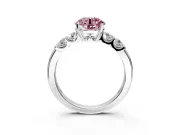 5 Stone Engagement Ring Setting for Fancy Pink Round Cut Center with Plain Band and Prong Head in Sterling Silver
