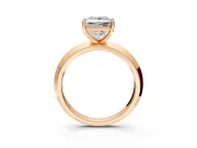 Solitaire Engagement Ring Setting for Princess Cut Center with Wide Knife Ridge Band and Prong Head in Rose Gold