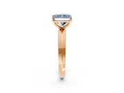 Solitaire Engagement Ring Setting for Fancy Blue Radiant Cut Center with Wide Knife Ridge Band and Prong Head in Rose Gold