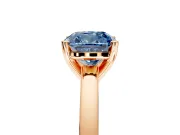 Solitaire Engagement Ring Setting for Fancy Blue Cushion Cut Center with Basket Rail and Prong Head in Rose Gold