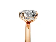 Hidden Halo Engagement Ring Setting for Heart-Shaped Center with Thin Rounded Band and Prong Head in Rose Gold