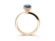 Solitaire Engagement Ring Setting for Fancy Blue Radiant Cut Center with Fine Wire Band and Prong Head in Rose Gold