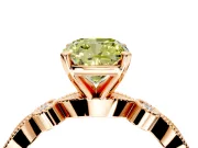 Solitaire Engagement Ring Setting for Fancy Yellow Cushion Cut Center with Milgrain Bezel Accents and Prong Head in Rose Gold