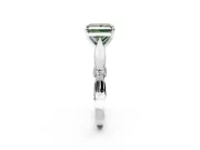 Solitaire Engagement Ring Setting for Fancy Green Princess Cut Center with Carved Leaf Shoulders and Prong Head in Platinum